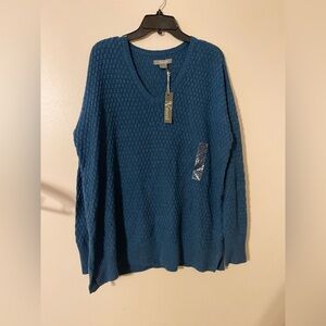 Natural Reflections Coral Blue Knit Sweater XXL